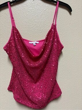 iris Hot Pink Sequin Cowl Camisole